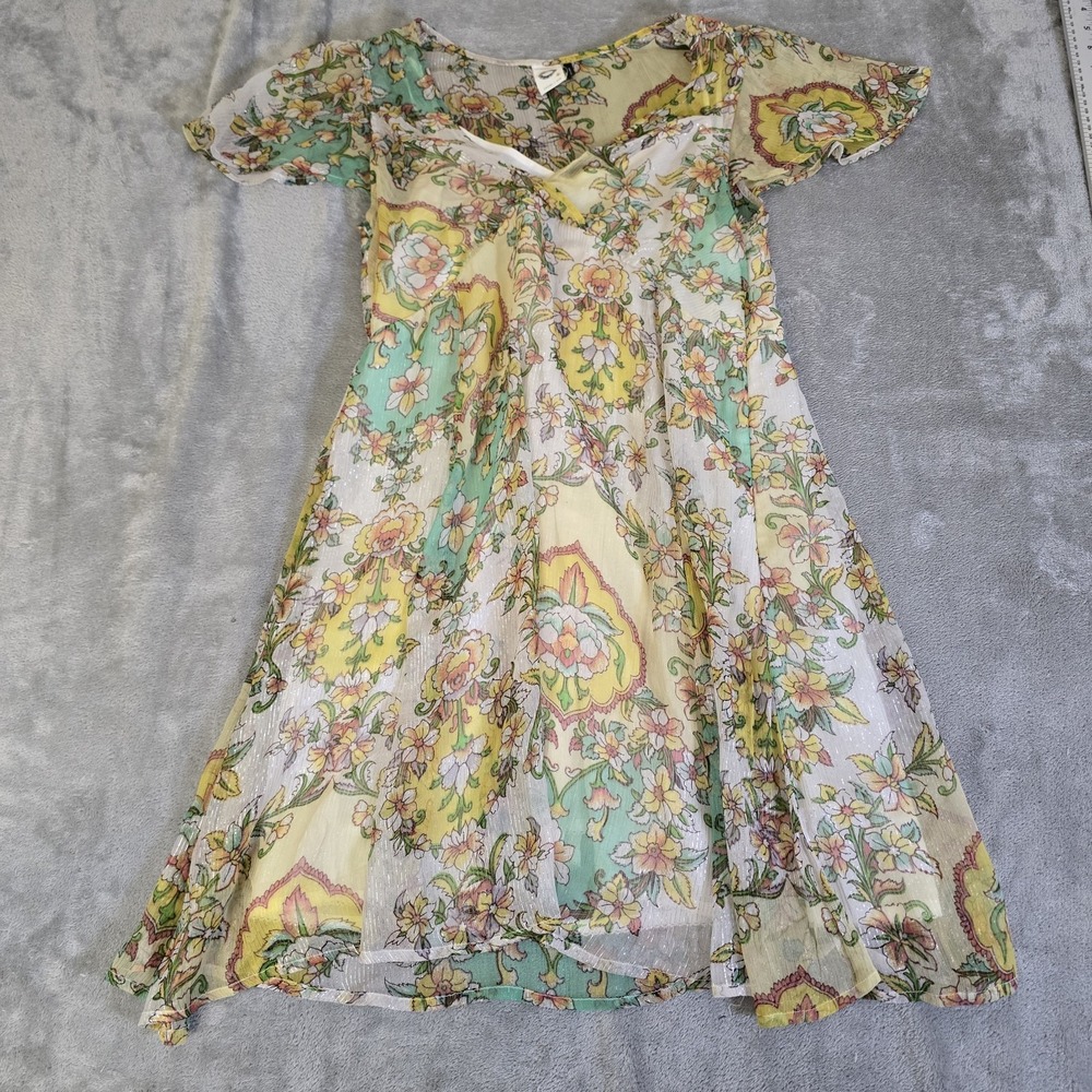 Anthropologie Akemi + Kin Delaunay Mini Dress Womens Small Floral Flutter Sleeve